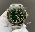 Swiss Replica Omega Seamaster No Date Green Rose Gold Mesh Strap 8806 Watch